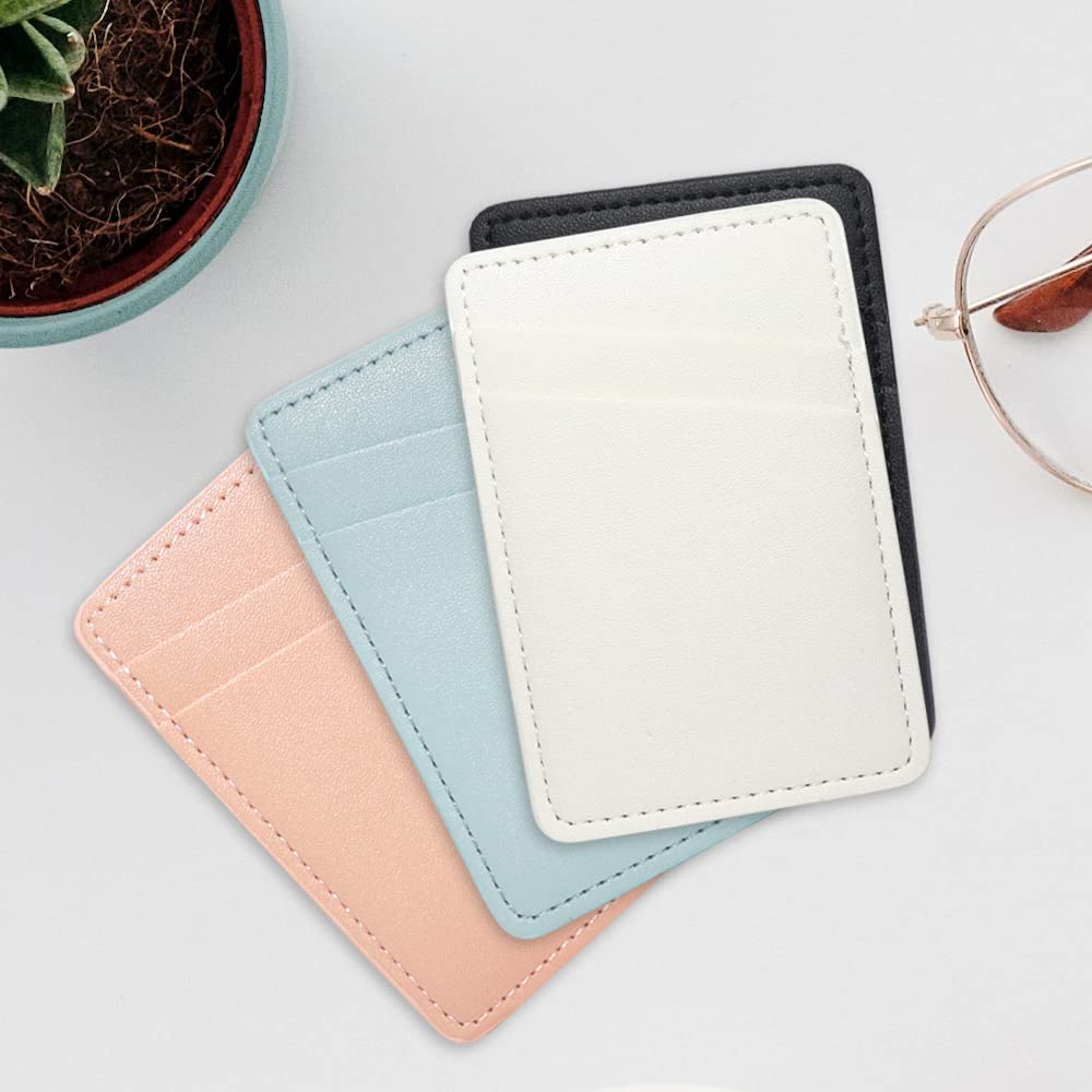Phone Wallet Stick On, Leather Phone Card Holder, Credit Card Holder For Phone Case Compatible With Iphone, Samsung, Android And
