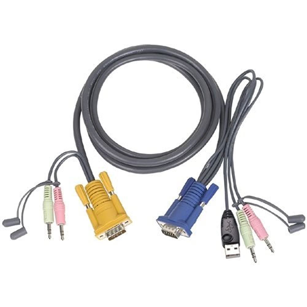 Iogear Micro Lite Bonded All In One Usb Kvm Cable, 15 Feet, G2L5305U