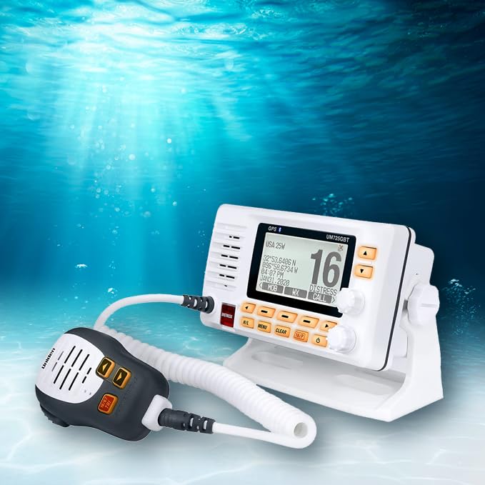 Uniden Um725Gbt Marine Vhf Radio, All Usa, Canada, And Intl. Marine Channels, 1Watt/25Watt Transmit Power, Largest Lcd Screen In,WBEEAB0B3S49W4F