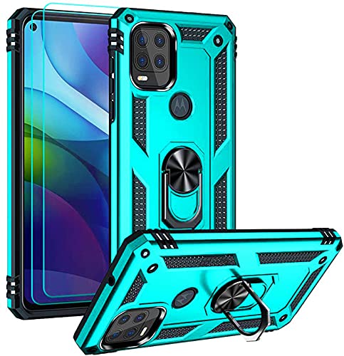 Androgate Compatible With Moto G Stylus 5G Case With Hd Screen Protector, Military Grade Ring Holder Stand Car Mount 16Ft Drop T