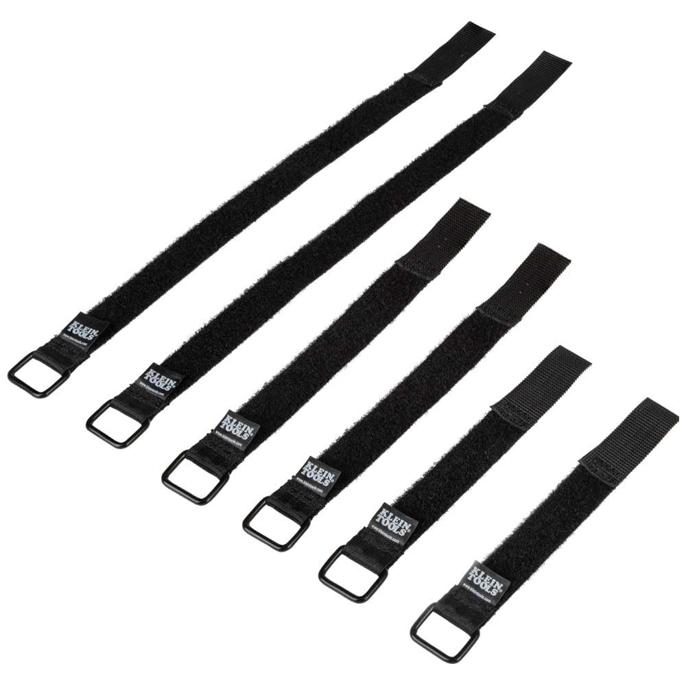 Klein Tools 450 600 Cable Organizer, Hook And Loop Cinch Strap Cable Ties, Includes Two 6 Inch, Two 8 Inch And Two 14 Inch Strap