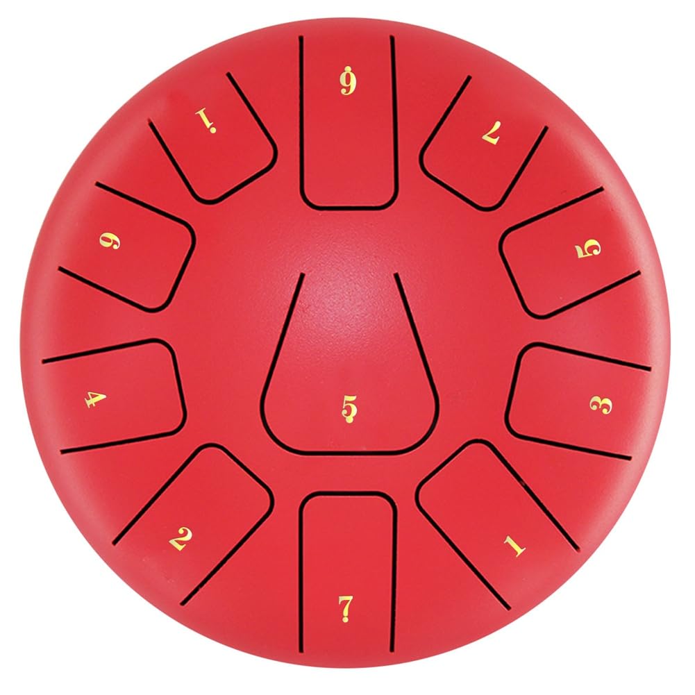 Bloepum 8 Inch Steel Tongue Drum, 11 Note Tambourine With Drumsticks And Finger Picks For Meditations Tambourine Instrument L