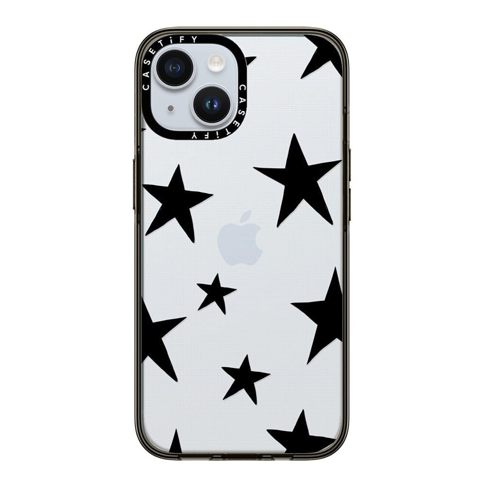 Casetify Compact Case For Iphone 15 [2X Military Grade Drop Tested / 4Ft Drop Protection]   Stars Black   Clear Black