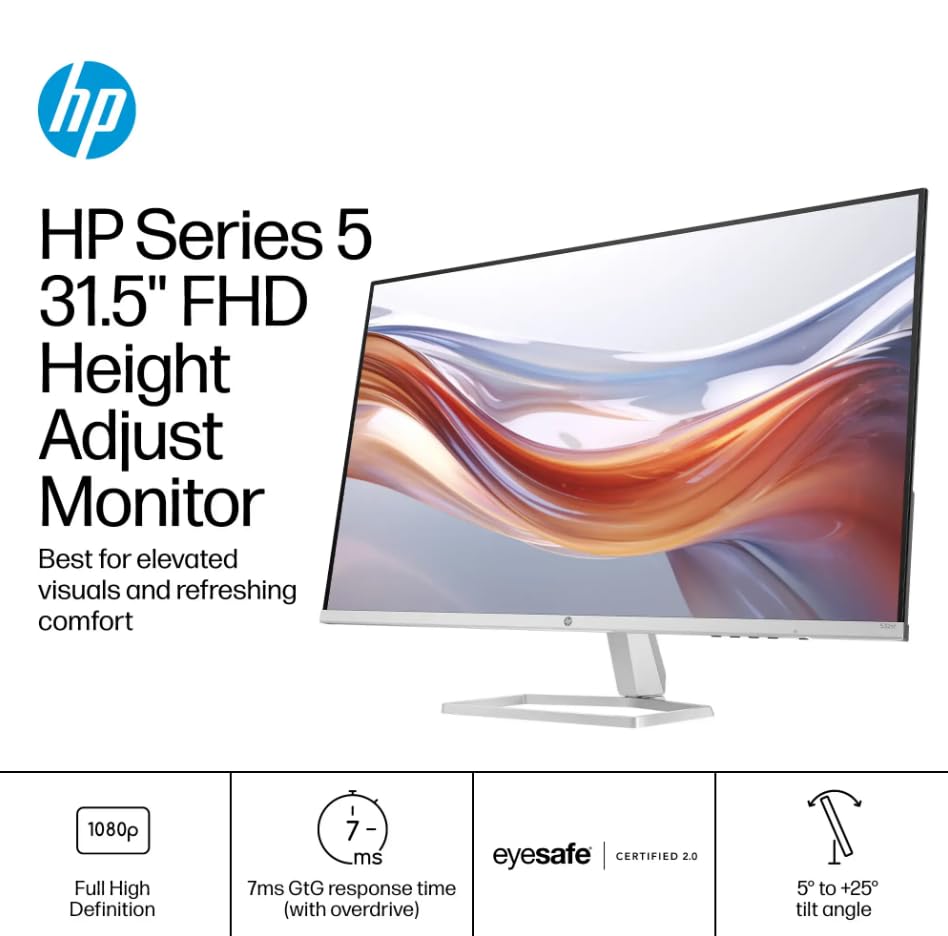 Hp 32 Inch Full Hd(1920X1080) Va Panel Monitor, Anti-Glare Display, 100Hz Refresh Rate, 7 Ms Response Time, 2 X Hdmi 1.4, 1 X Vg