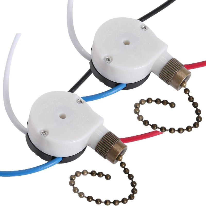 Akahttbn Ceiling Fan Switch Ze 208S E89885 3 Speed 4 Wire Fan Light Switch Replacement Part Speed Control Pull Chain Switch (Bro