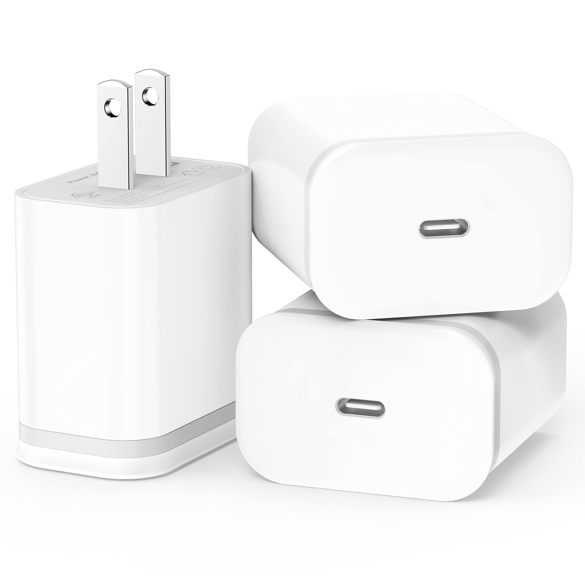 for iPhone 17 16 Charger, Fast Charging USB C Block 3-Pack 20W Type-C Phone Wall Plug Portable Power Adapter USBC Brick USB-C Bo