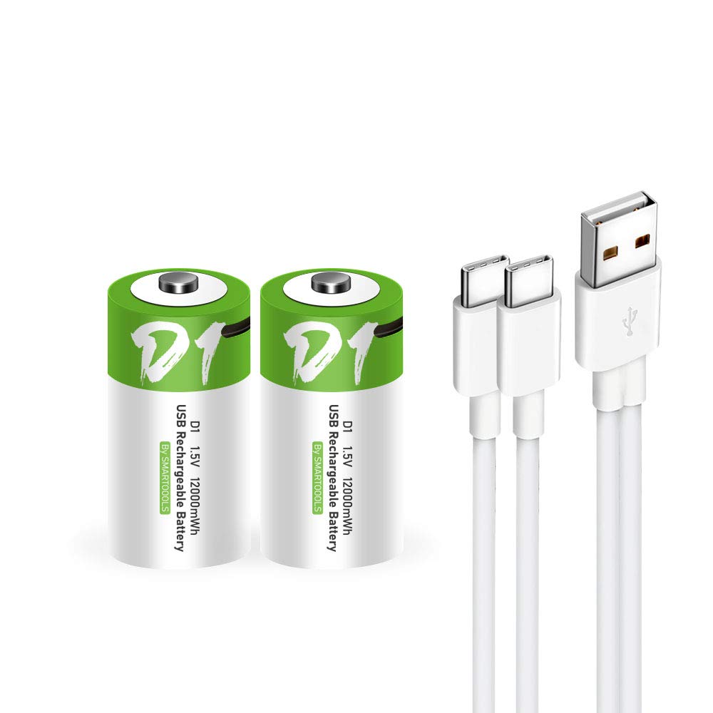Usb D Lithium Ion Rechargeable Battery, High Capacity 15V 12000Mwh Rechargeable D Battery, 4 H Fast Charge, 1200 Cycle With Type