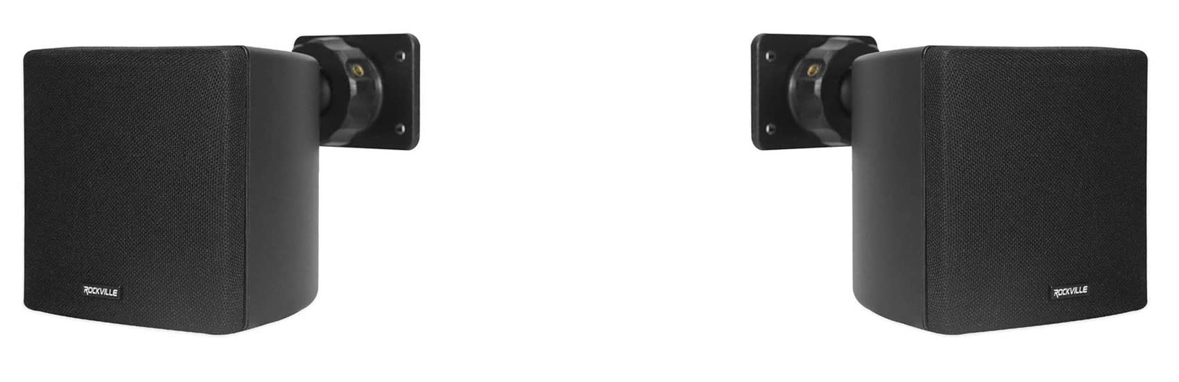 Rockville Cube Pair Of 3.5 Black Commercial 70V Swivel Wall Mount Speakers