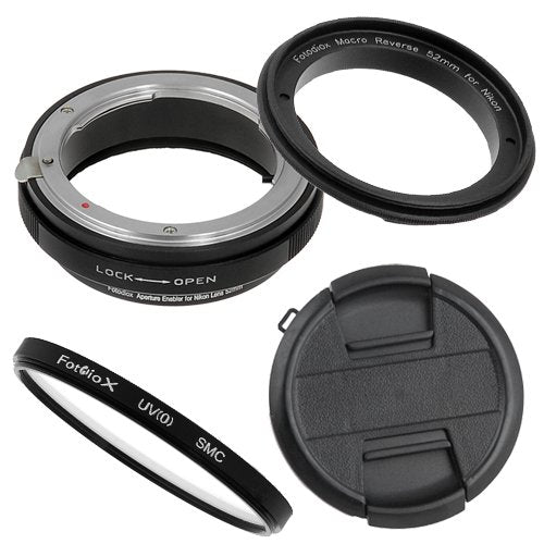 Fotodiox 52mm Macro Reverse Ring Filter Kit Compatible with 52mm Filter Thread Lenses to Nikon F-Mount Cameras - with UV Filter,