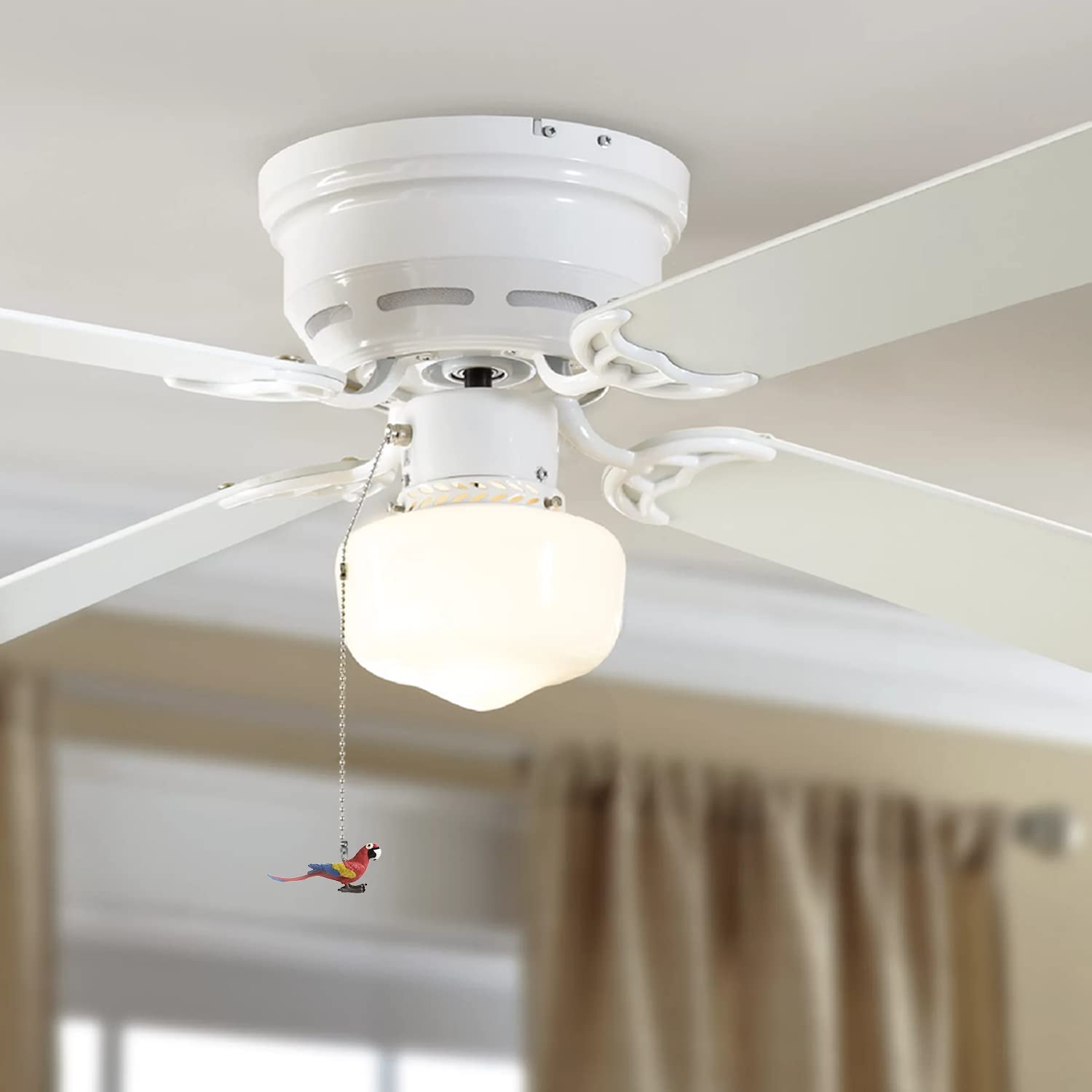 Dotlite Parrot Ceiling Fan Pull Chain,12In Vivid Bird Fan String Pulls Charm Extension Decorative,3Mm Diameter Beaded Fan Light
