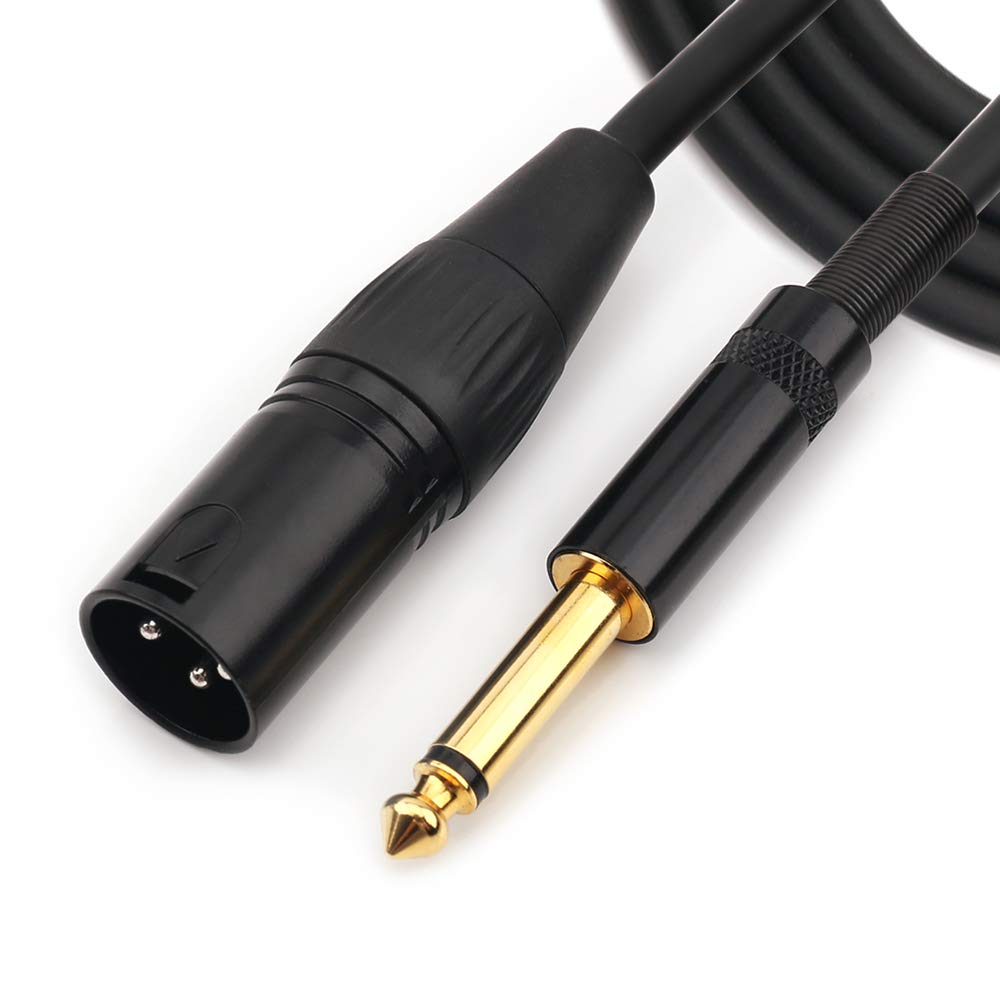 Nanyi 6.35Mm (1/4 Inch) Ts Male To Xlr Male Interconnect Audio Microphone Cable, Black/Alloy, Suitable For Microphones, Active S