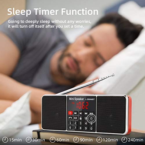 Prunus J 288 Portable Radio Am Fm Radio With Bluetooth Speaker, Sleep Timer, Power Saving Display, Ultra Long Antenna, Aux Input & Usb Disk & Tf Card Mp3 Player, No Manual Preset