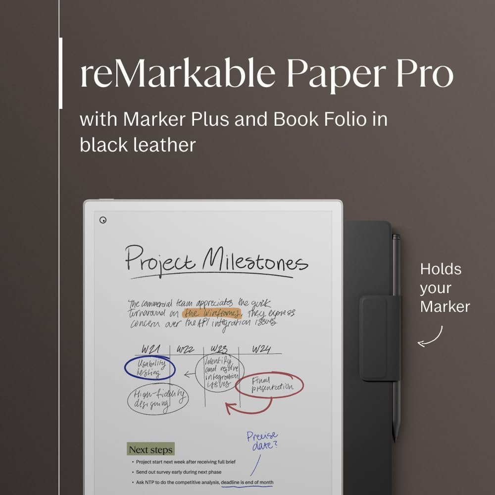 Remarkable Paper Pro Bundle   Premium Leather | Includes 11.8    Remarkable Paper Tablet, Marker Plus Pen With Eraser, And A Boo