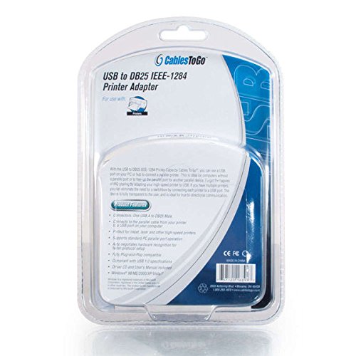 C2G Legrand Usb To Db25 Cable, Adapter Convert Cable, 6 Foot Usb To Parallel Printer Cable, Printer Adapter Cable, Beige And Blu