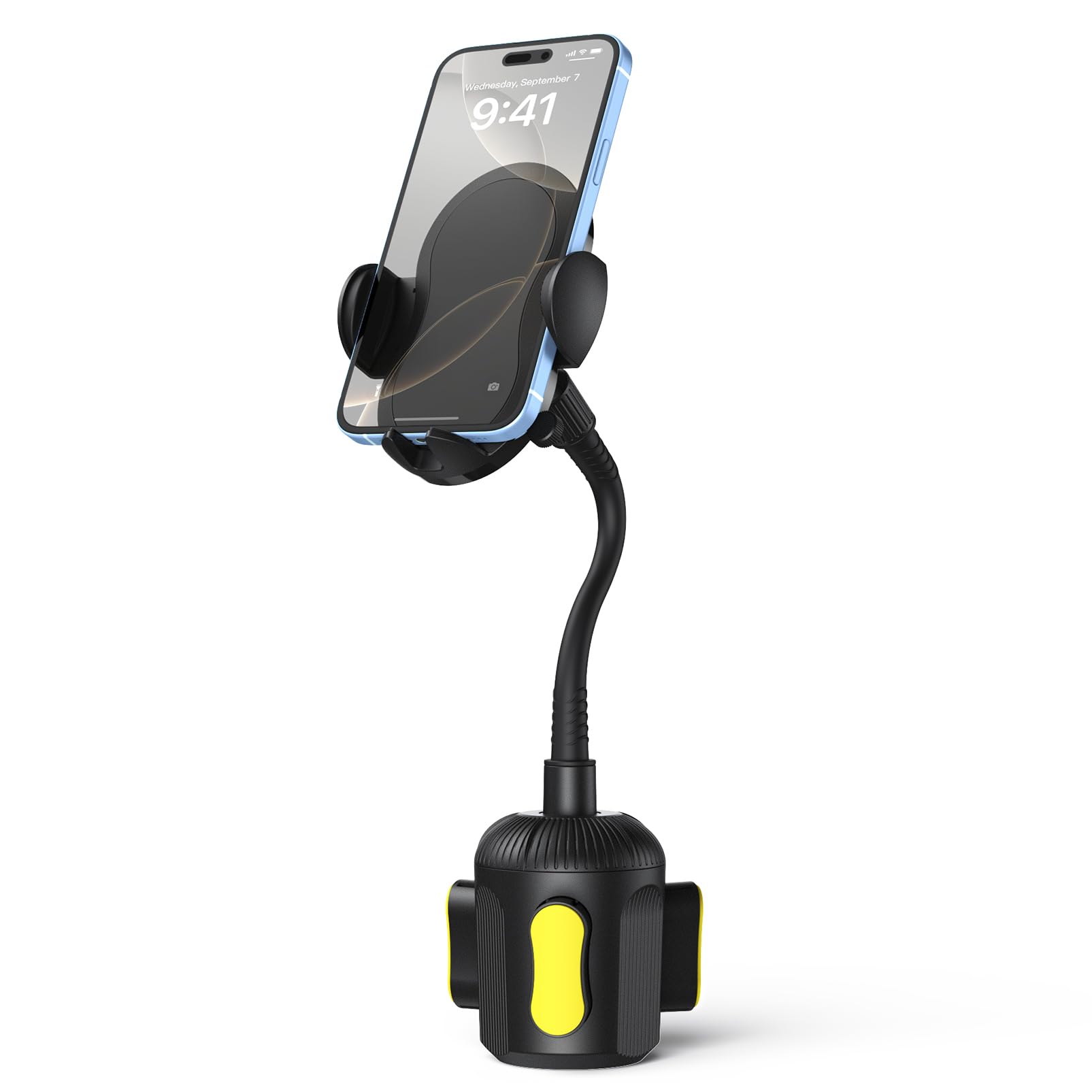 Welvath Cup Phone Holder For Car With Adjustable Long Gooseneck, Car Mount Cup Cell Phone Holders For Your Car Truck Golf Cart A