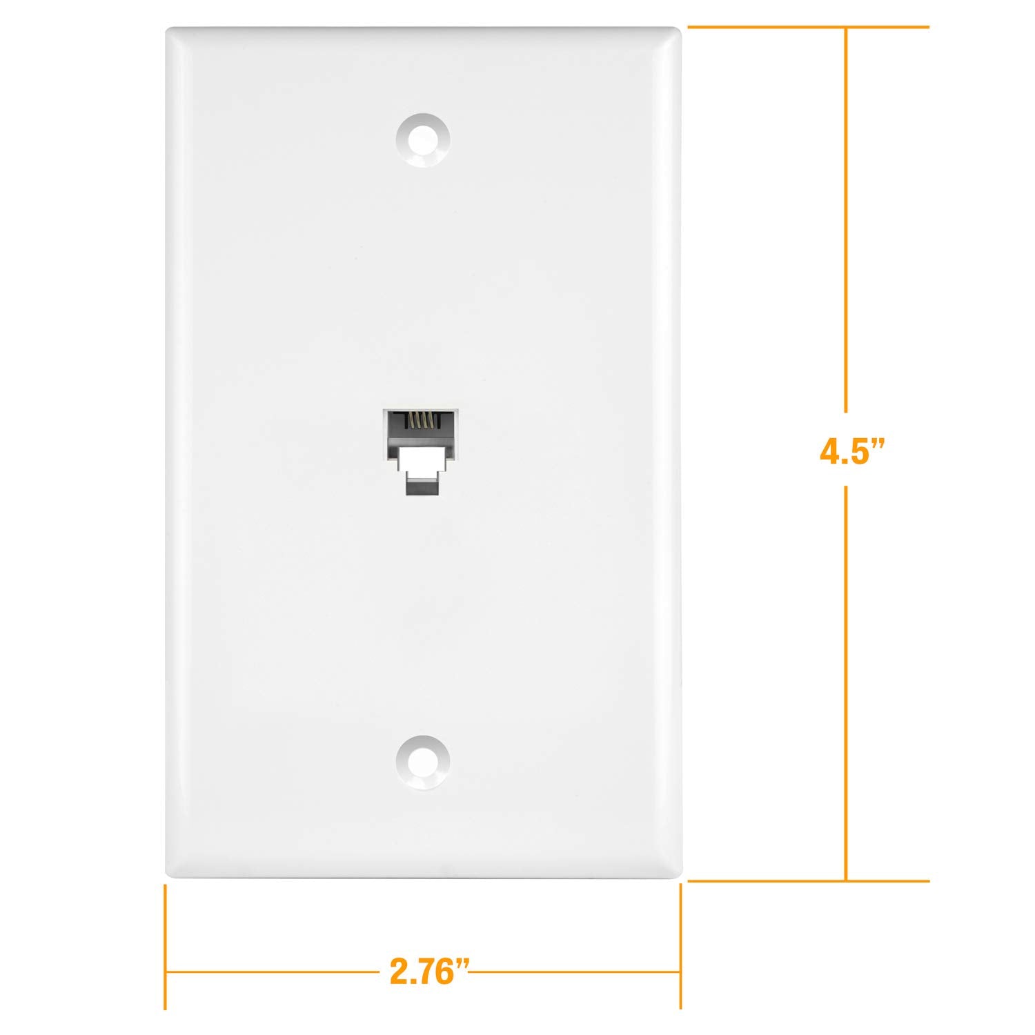 Enerlites Rj11 Telephone Jack Wall Plate By 1 Gang, Standard Size, White, 6 Position 4 Conductor, Single Port 2 Line Support 661