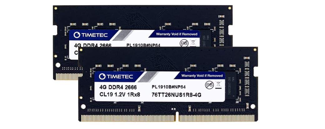Timetec 8Gb Kit(2X4Gb) Ddr4 2666Mhz Pc4 21300 Non Ecc Unbuffered 1.2V Cl19 1Rx8 Single Rank 260 Pin Sodimm Laptop Notebook Pc Co