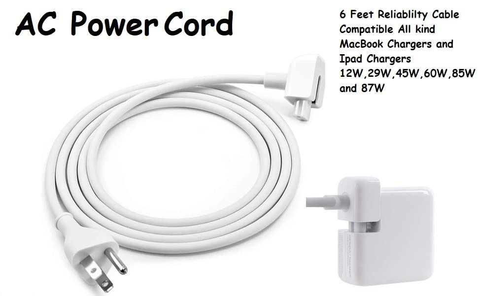 New Replacement Power Adapter Extension Cord (For Macbook Chargers And Ipad Chargers)