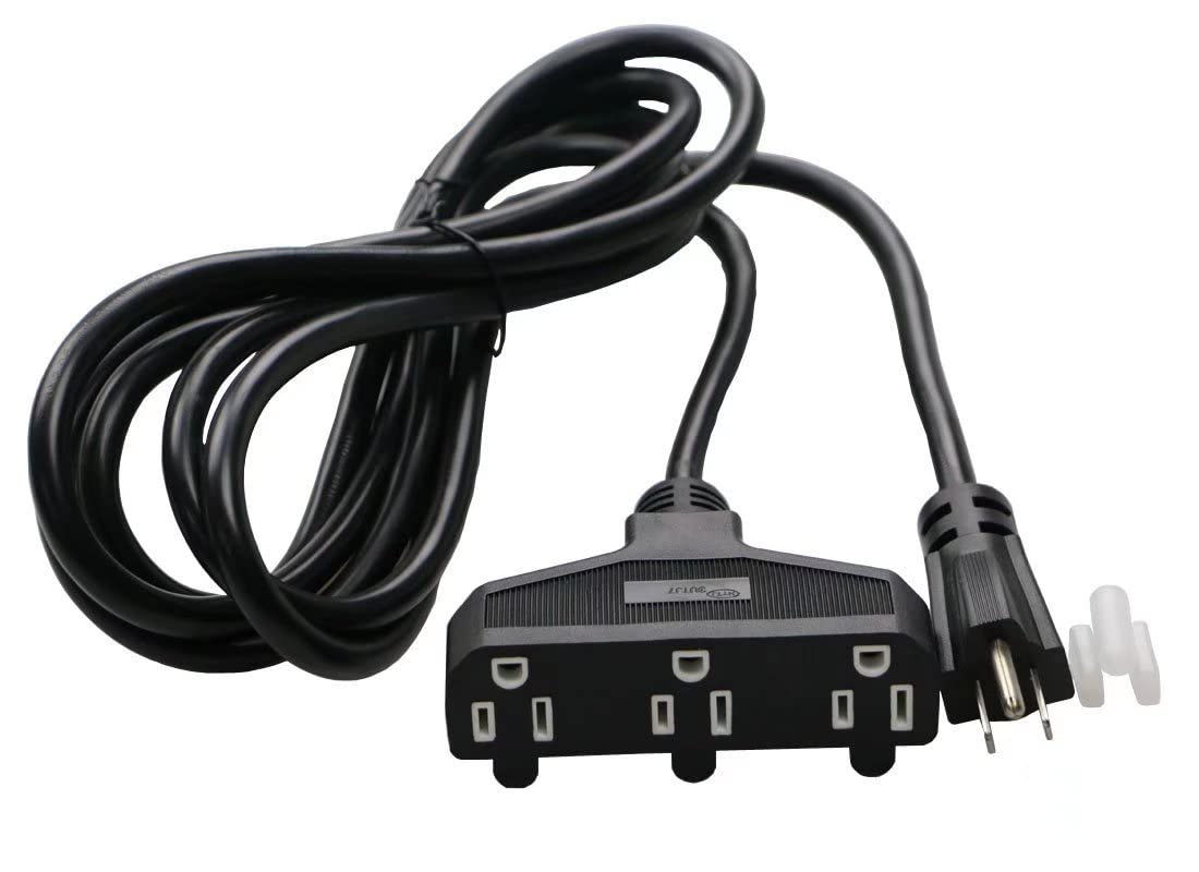 3 Outlet Extension Power Cord 105? Temperature Resistant Waterproof Cable 14Awg 15A 3 Prong Heavy Duty Outdoor Extension Cord,10