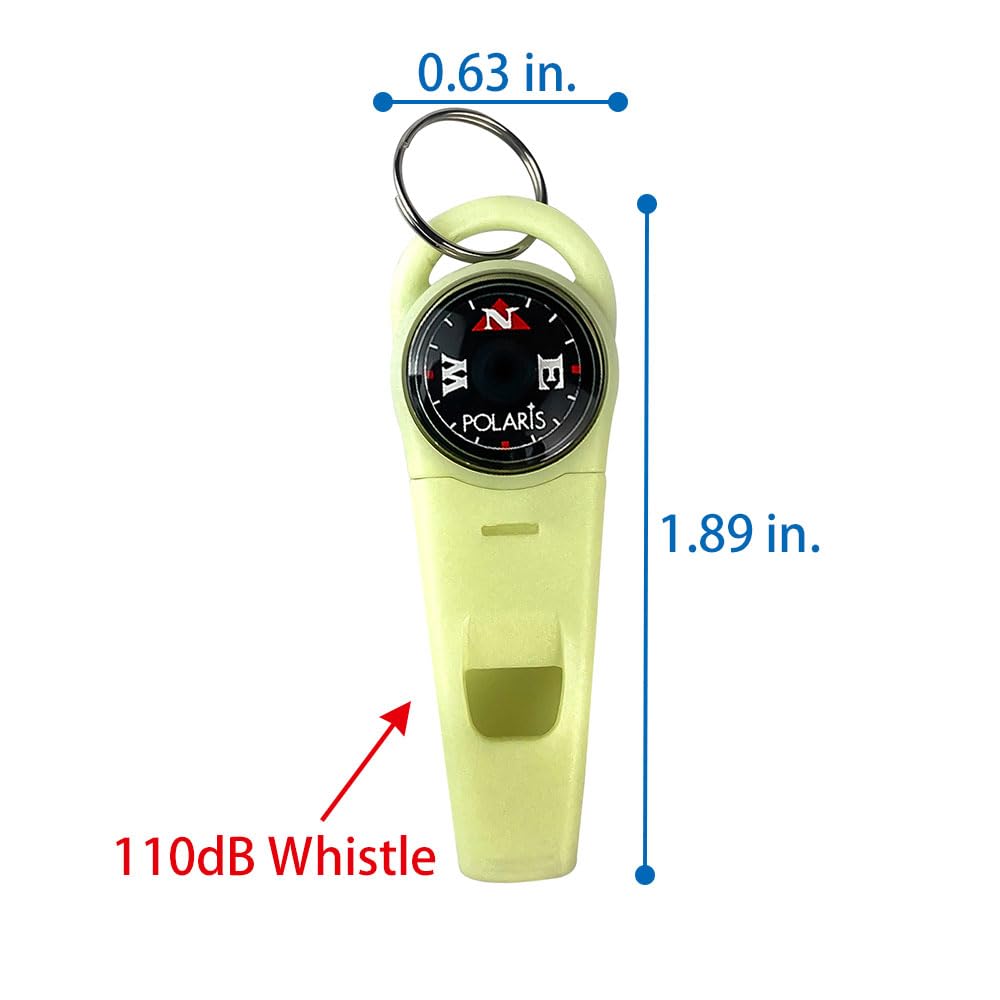 Polaris Waterproof Micro Compass Series/Watchband Or Edc Or With Mini Whistle Or With Whistle (Glow In The Dark Micro Whistle Co