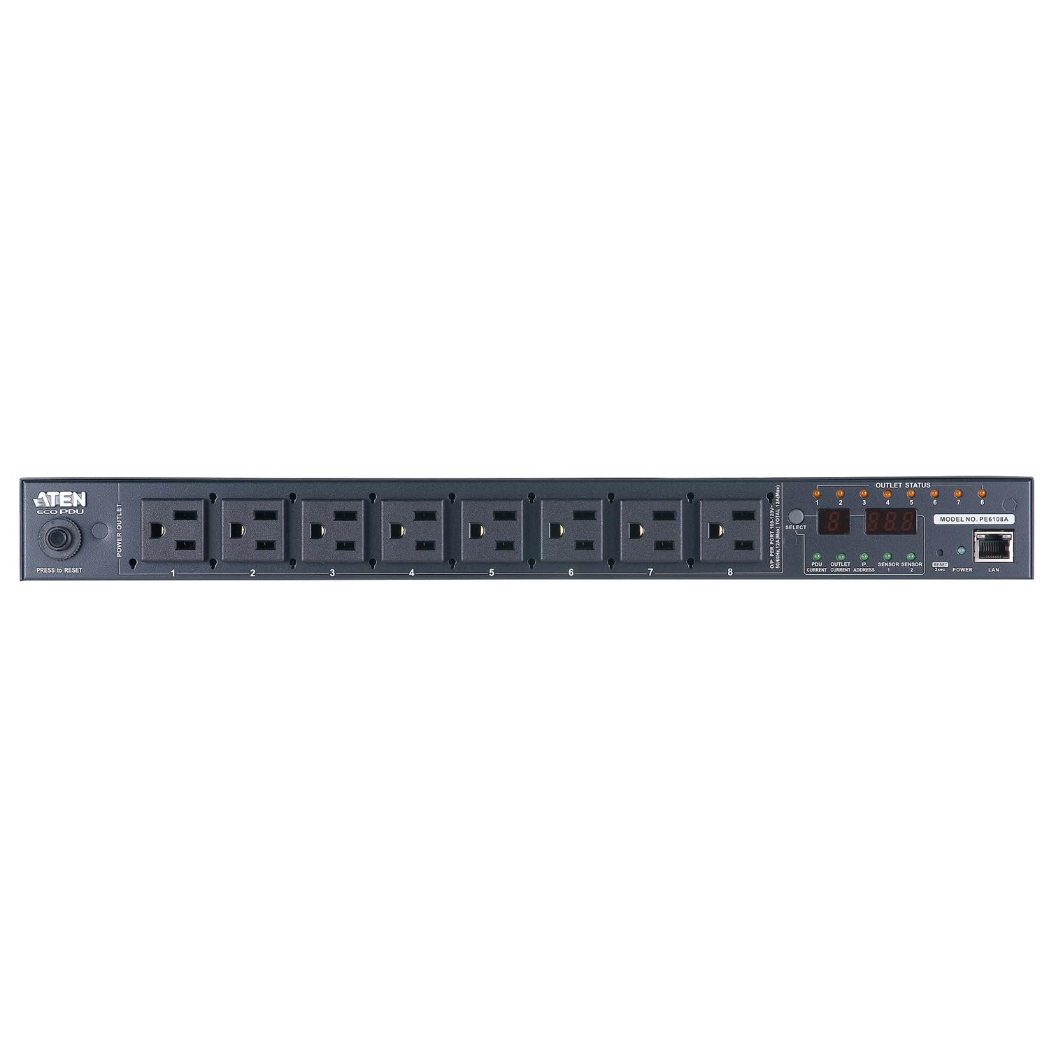 Aten Pe6108 15A/10A 8 Outlet 1U Metered And Switched Eco Pdu - Remote Power Control