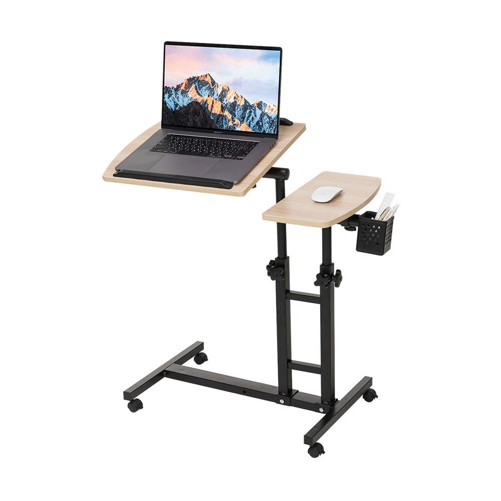 Farios Adjustable Laptop Desk With Cart, Computer Workstation, Bed Side Table, Tiltable Table And Mouse Pad For Laptop Dark Blon