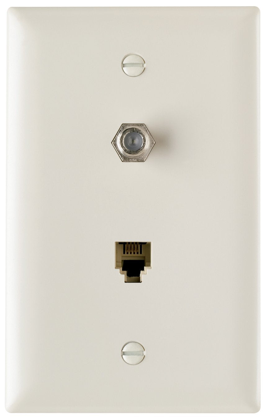 Legrand Pass & Seymour Tpteltvlacc10 Trademaster Mid Size Unbreakable Nylon Wall Plate, 1 Gang, One F Type Coax Cable Connector