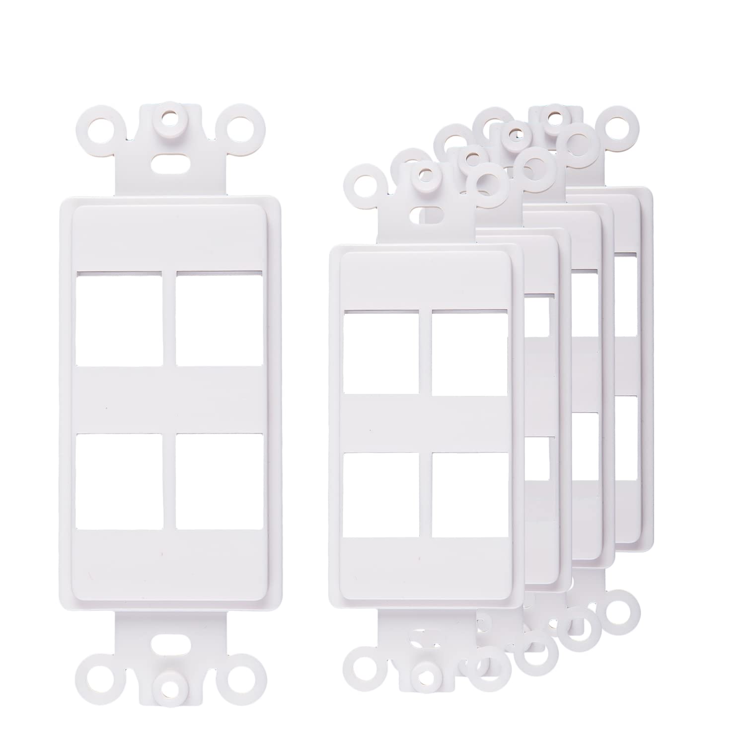 Chaosss &. Quickport Decora Keystone Insert, 4 Port, 5 Pack White