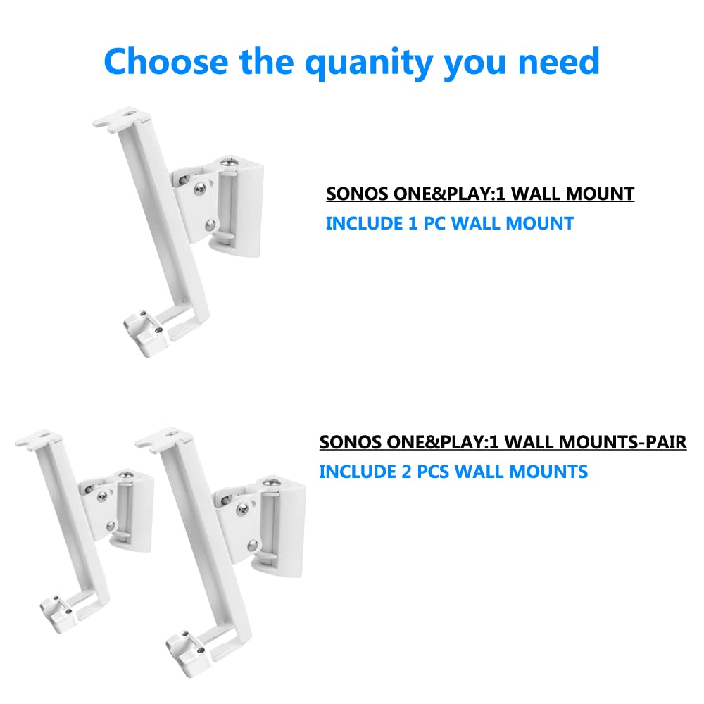 Emaquin Wall Mounts Brackets Pair Set(2Pcs) For Sonos One/Sonos One Sl/Sonos Play 1 Speaker (Include 2Pcs,Swivel And Tilt,Compat