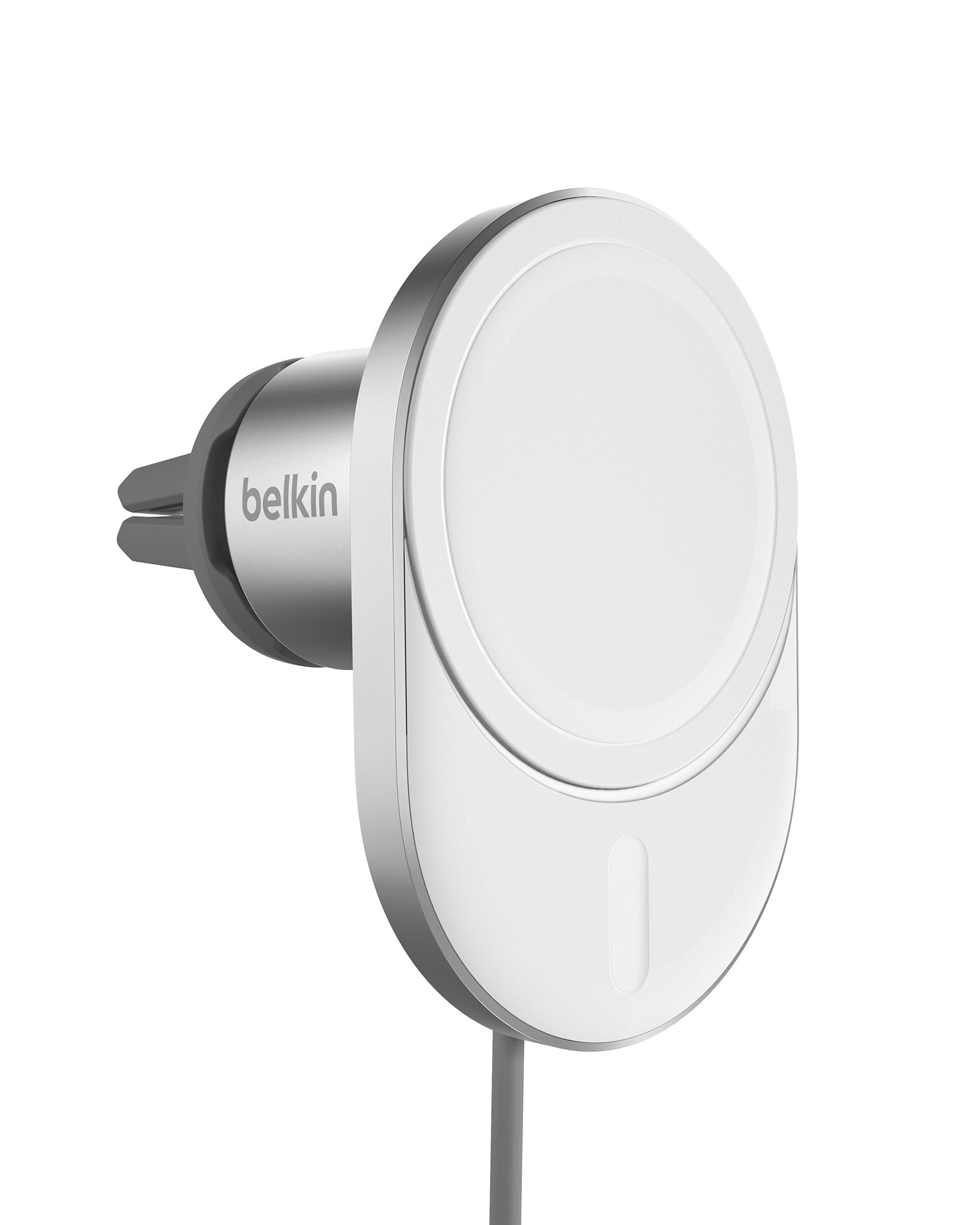 Belkin MagSafe Compatible Wireless Car Charger with 15W Fast Charging, Powerful Magnetic Vent Holder for iPhone 16, 15, 14, 13, and 12 Series, Secure Car Phone Mount   White