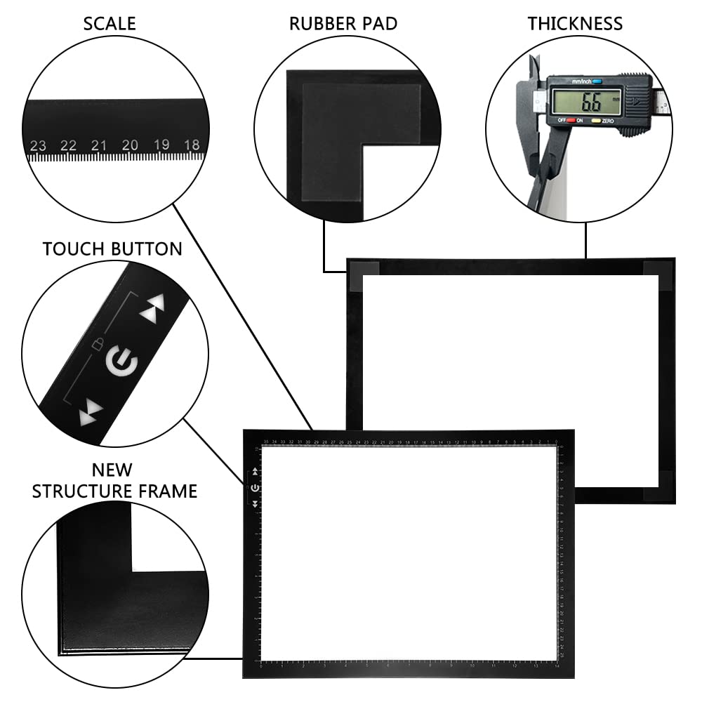 Hsk B4/A3S Artist Tracing Light Box Copy Table,Usb Power Dimmerable 6000 Lux Lock Button Artcraft Light Pad For Tatto Drawing, S