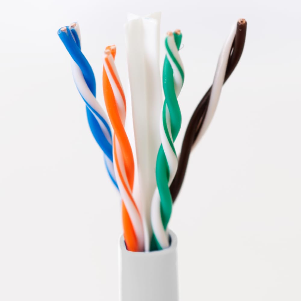 ICC Cat6e CMR Riser 1000ft   UTP 23AWG, 100% Solid Pure Copper, Unshielded, Bulk Ethernet Cable, PoE++, 600MHz, Reelex Pull Box, UL Certified, RoHS, TAA and NEC Compliant, White