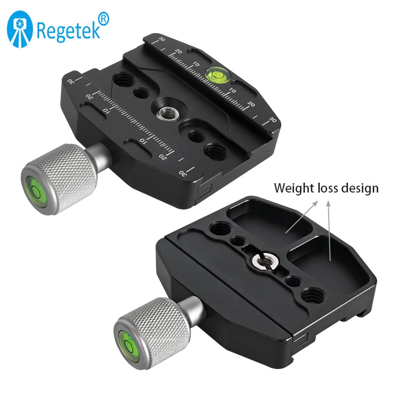 Regetek Aluminium 2.75''/70Mm Arca Swiss Quick Release Clamp, Arca Qr Clamp 3/8 Inch With 1/4 Inch Screw And Bubble Level, Adjus