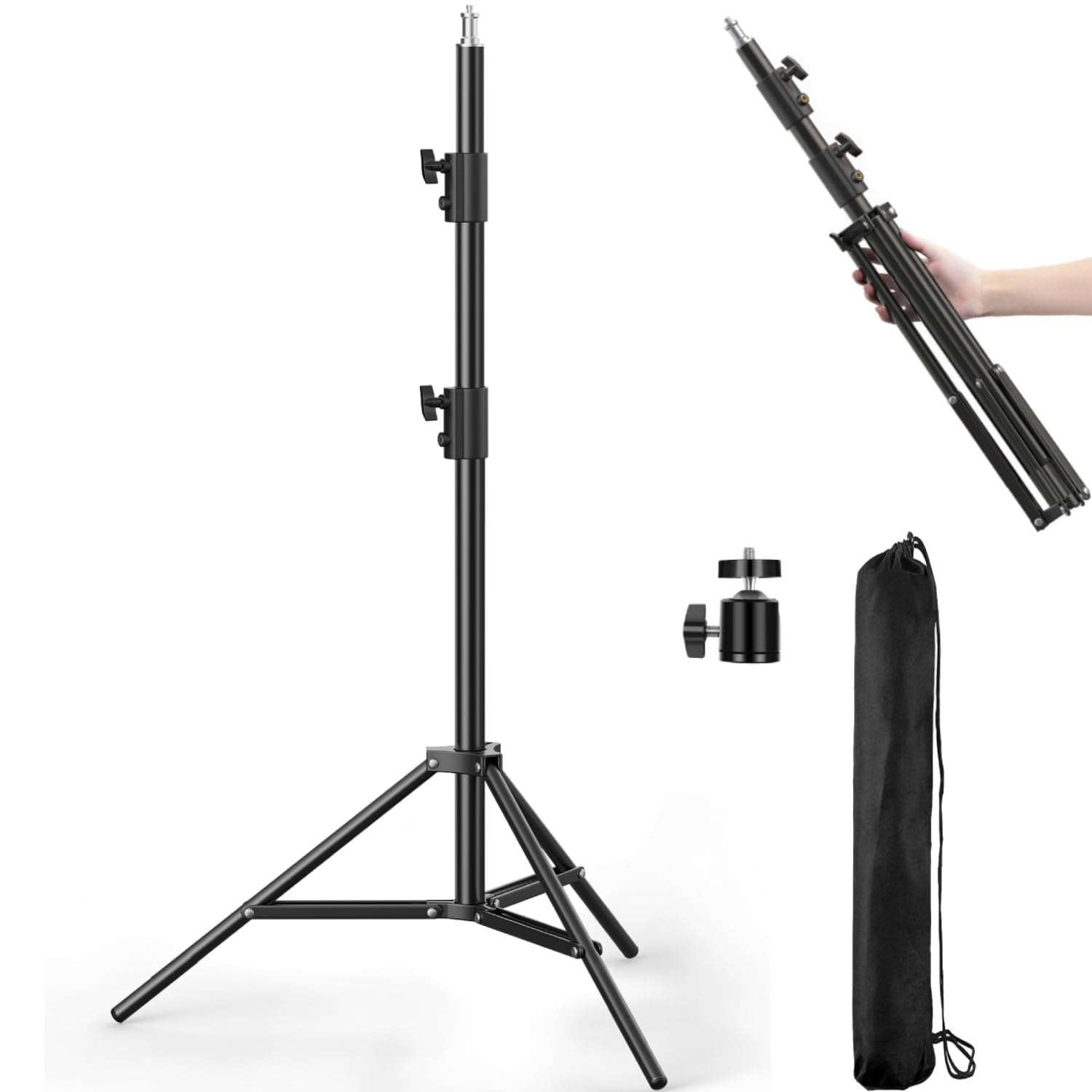 Yijyi Photography Light Stand, 110''/9.2Ft/280Cm Portable Reverse Folding Tripod With Travel Bag Aluminum Heavy Duty For Camera,