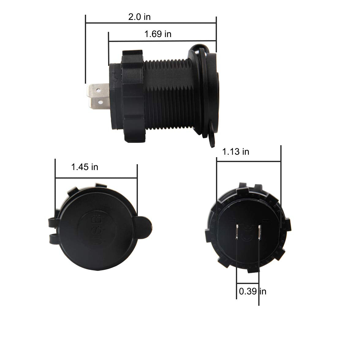 Dual Usb Charger Socket Waterproof Power Outlet 12V/24V 2.1A & 2.1A For Car Boat Marine Rv Mobile Blue Led