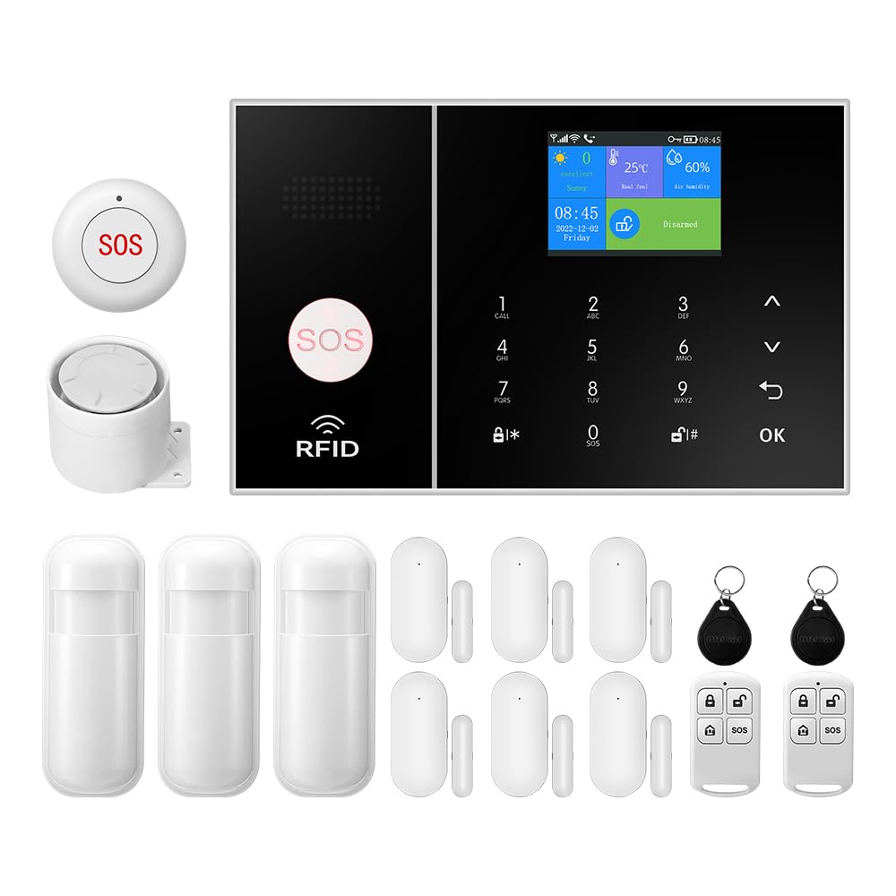 YBJ Wireless Home Alarm System, DIY WiFi Alarm System for Home Security with APP Alert, 16-Piece-Kit (Motion Detector, Door Sens
