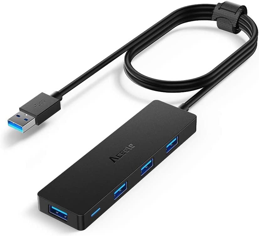 Aceele USB Hub 3.0 Splitter with 4ft Extension Long Cable Cord, 4-Port ...