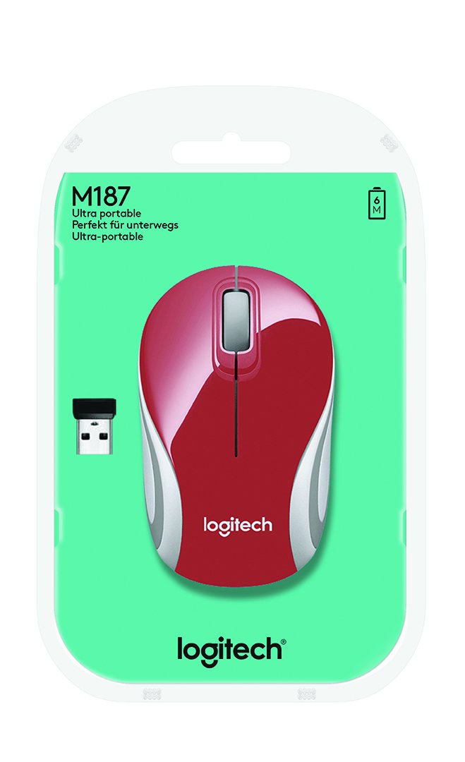 Logitech M187 Wireless Mini Mouse Red