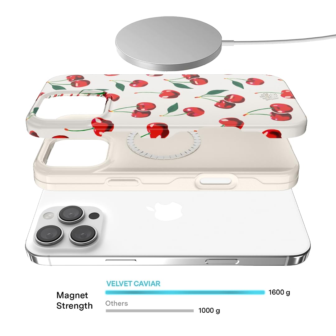 Velvet Caviar For Iphone 16 Pro Max Case Cherry   Compatible With Magsafe [8Ft Drop Tested]   Red Cherries