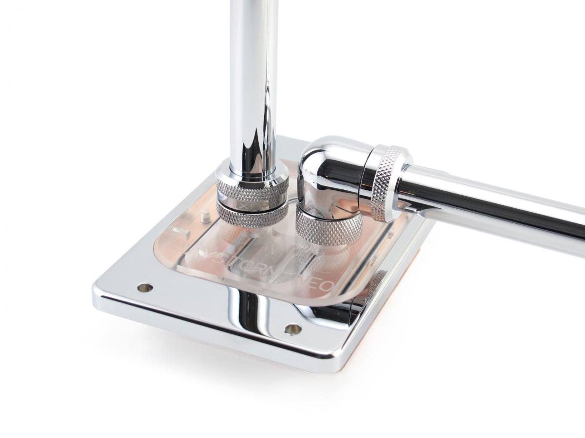 Xspc G1/4'' To 14Mm Rigid Tubing Fitting V2, 90 Degree Rotary, Chrome