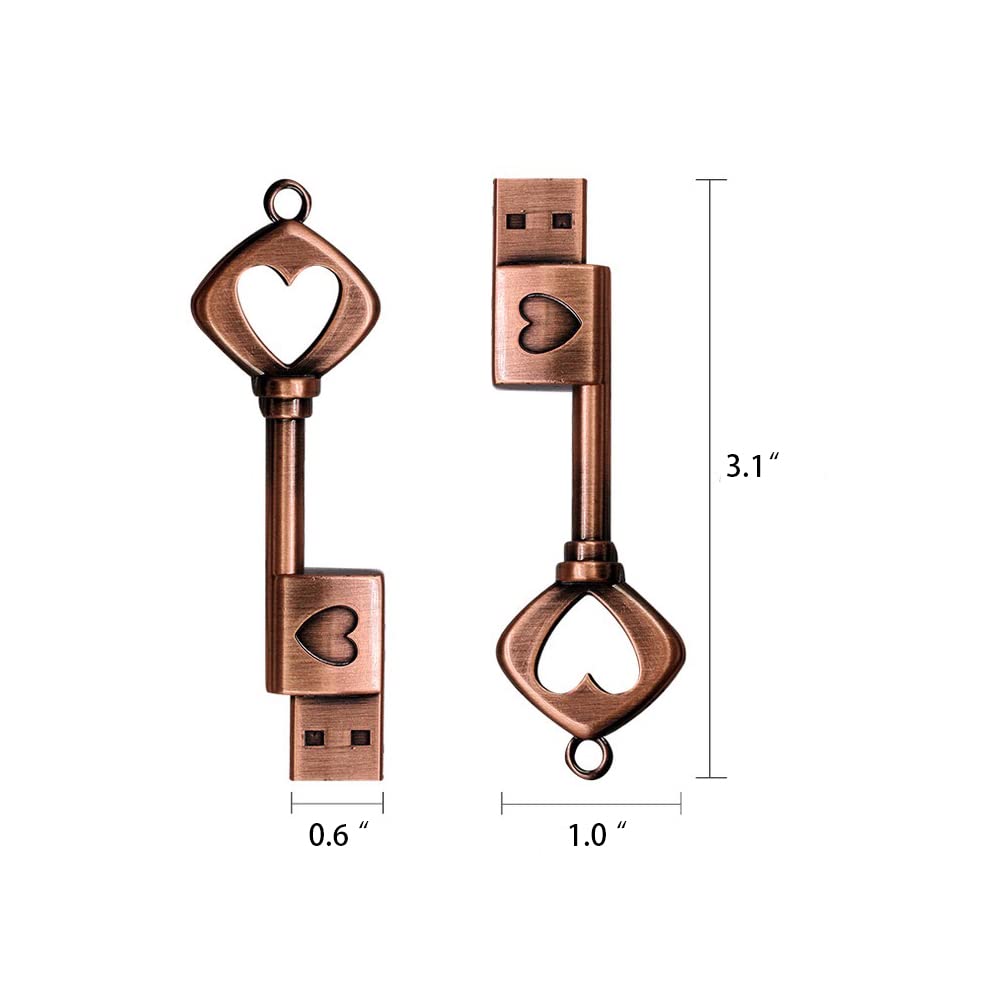 64Gb Usb 3.0 Wedding Usb Flash Drive With Wooden Gift Box, High Speed Up To 100Mb/S Keychain Exfat Thumb Drive Jump Drive Gift F