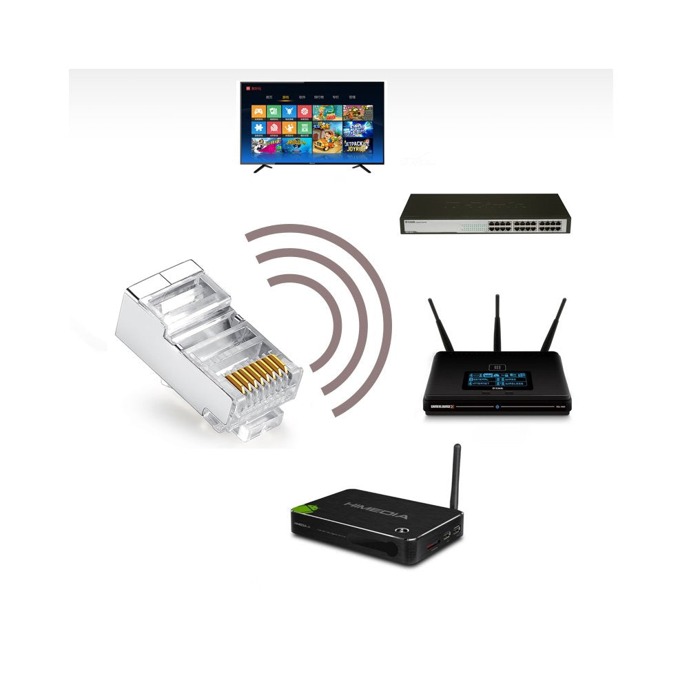 Vivoch 50 Pcs Cat6 Rj45 Connectors, Cat6 Rj45 Plugs, Cat6 Metal Shielded Rj45 Ends Ftp 8P8C Modular Network Plug Connector