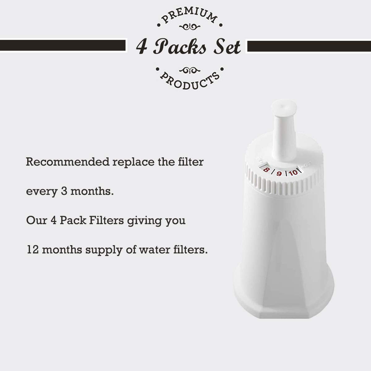 4 Pack Replacement Water Filter Compatible With Breville Sage Claro Swiss For Oracle Barista Bambino Espresso Coffee Machine Par