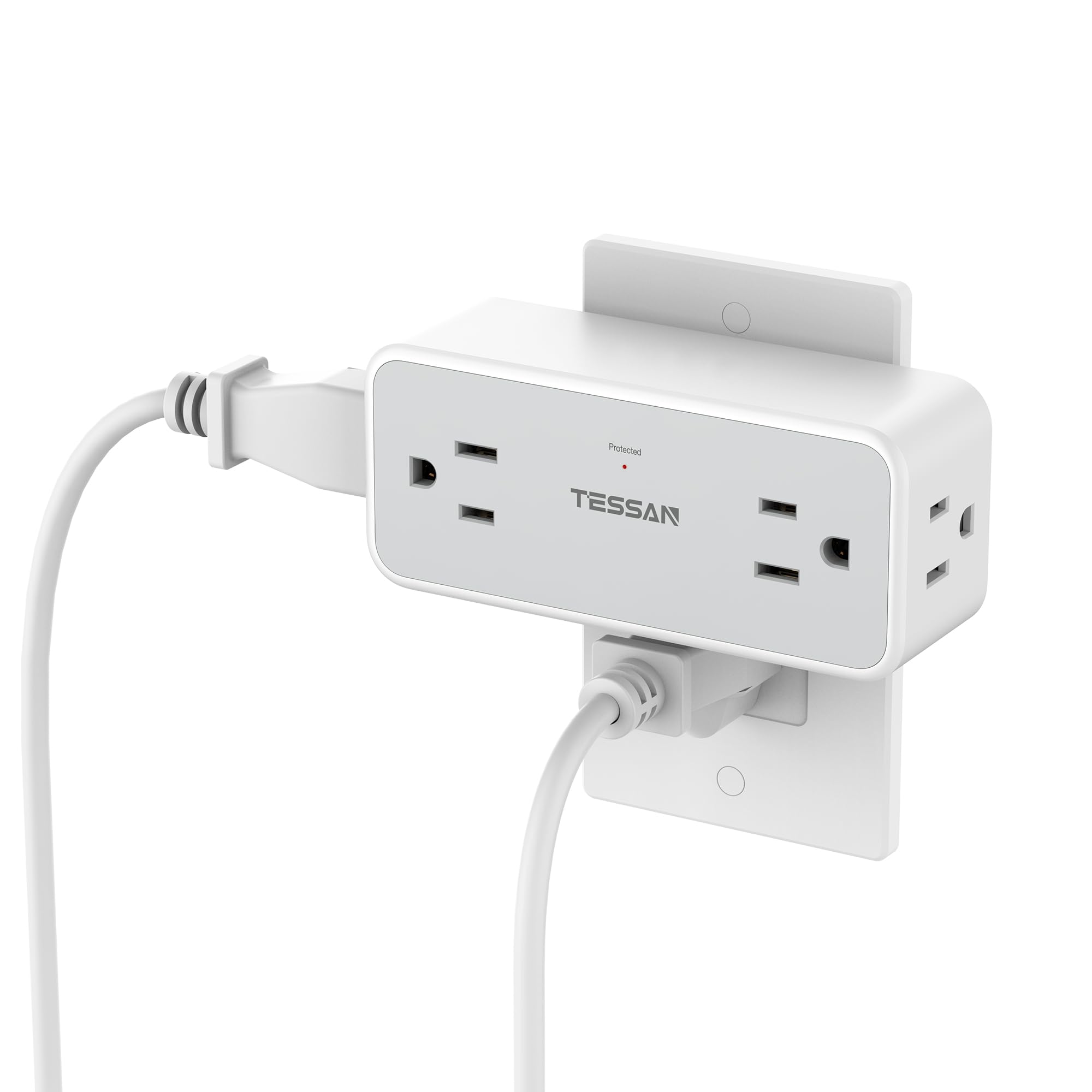 Surge Protector Outlet Extender, Tessan Multi Plug Wall Outlet With 4 Widely Spaced Adapter, 900J Wall Charger, Multiple Plug Sp