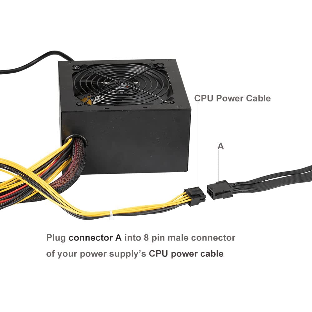 Owltree 2 Pack Eps12V Cpu 8 Pin Female To Cpu Atx 8 Pin And Atx 4 Pin Male Power Supply Extension Cable Eps 12V For Motherboard