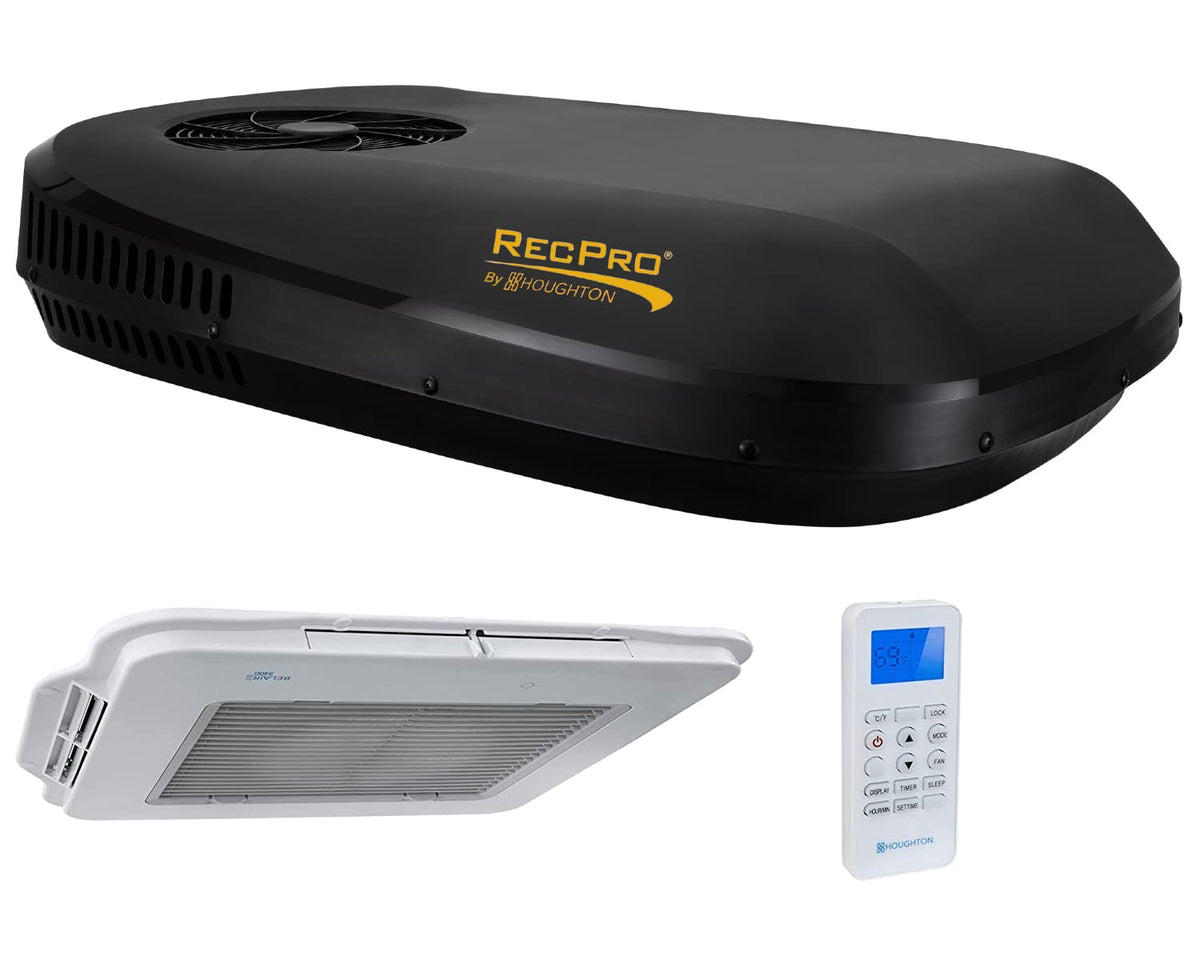 Recpro Rv Air Conditioner Low Profile 135K Non Ducted Heating Or Cooling Option Rv Ac Unit Camper Air Conditioner (Black)