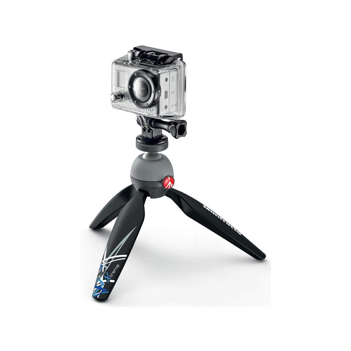 Manfrotto Pixi Xtreme Mini Tripod Kit With Head For Gopro Cameras (Mkpixiex Bk), Manfrotto Black With Gopro Adapter