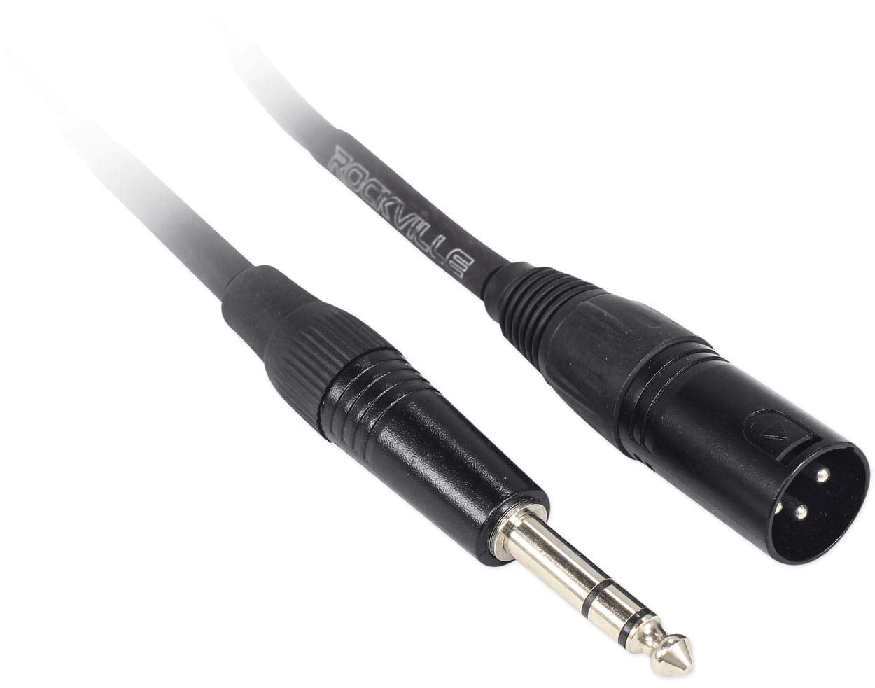 Rockville RCXMB30B 30 Male REAN XLR to 1/4 TRS Cable Black 100% Copper