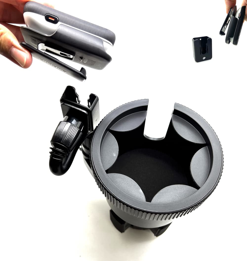 Lycogear Adjustable Car Drink Cup Holder Organizer Expander Mount W/Universal Ham Cb Radio Microphone Mic Hanger Holder For Ther