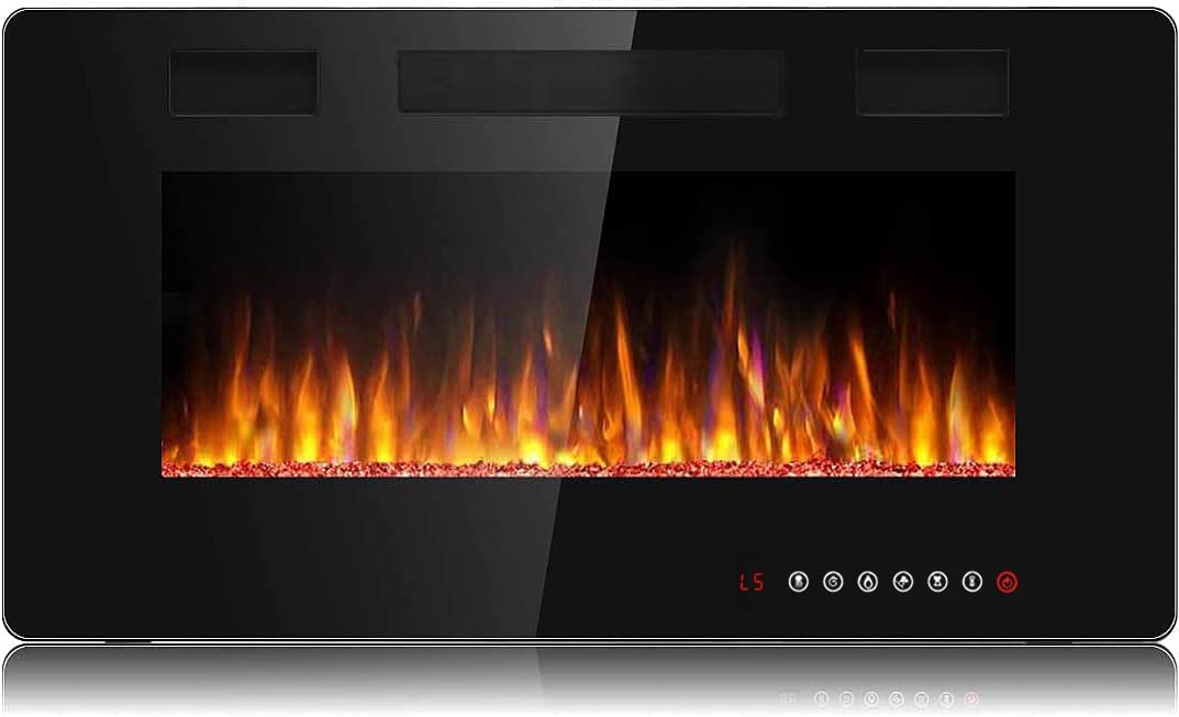 Bossin 30 Inch Ultra Thin And Silence Linear Fireplace, Recessed Electric Fireplace And Wall Mounted & In Wall Fireplace, Adjust